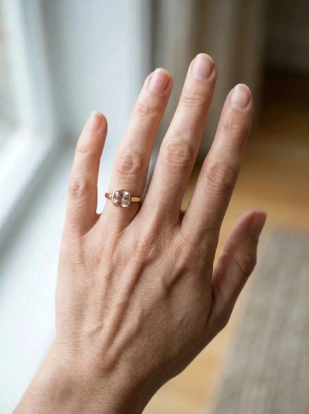 Virtual ring try-on after result with ring fitted on hand