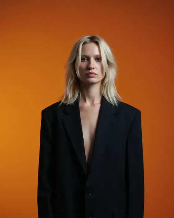 Original look before AI wedding dress fitting transformation