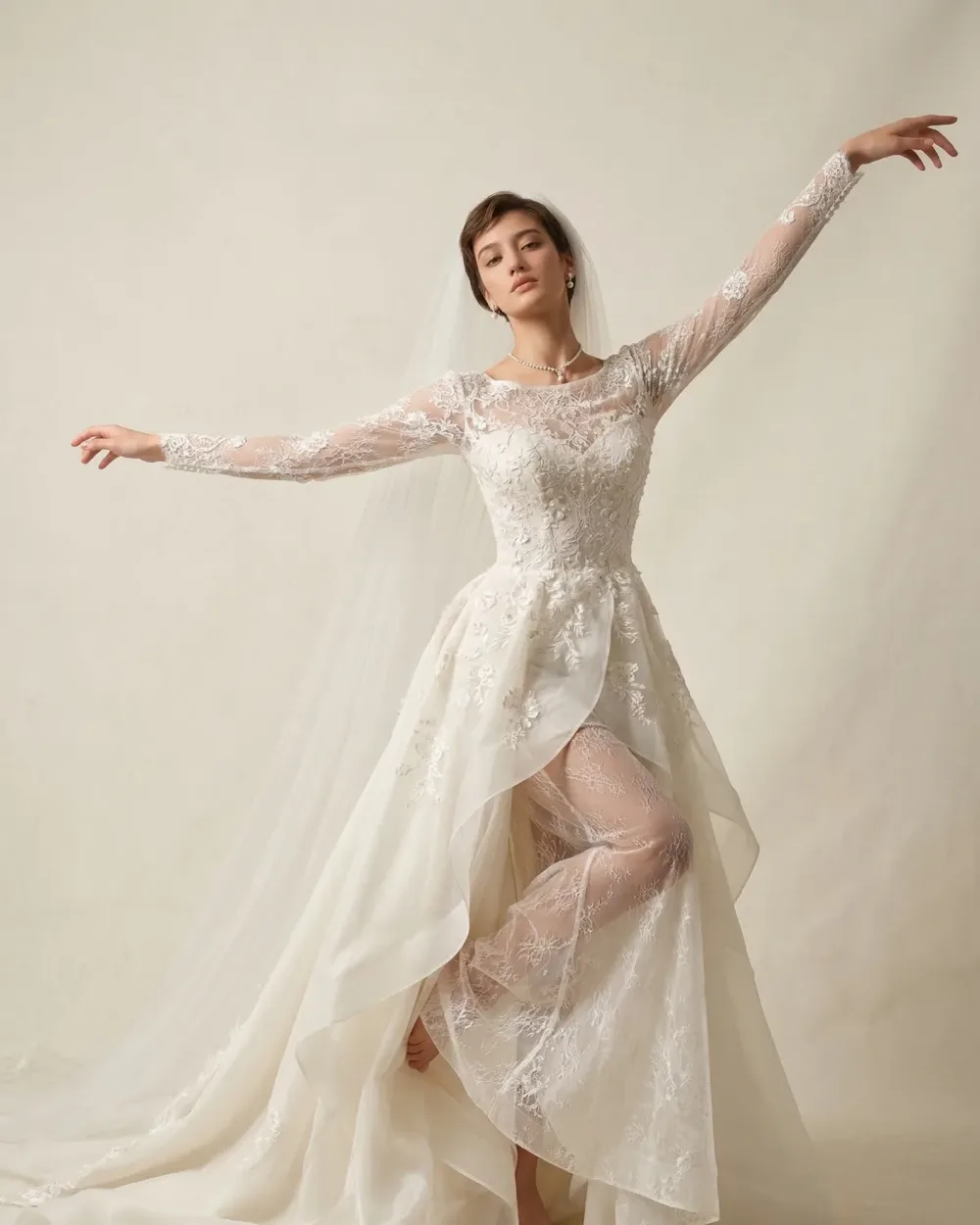 AI wedding dress fitting after result showing virtual bridal gown